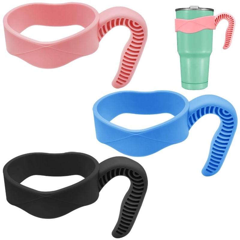 YuCool 3 Pack 20oz Tumbler Handles,Mug Handle or Cup Holder Replacement-Black,Pink,Blue - Image 1